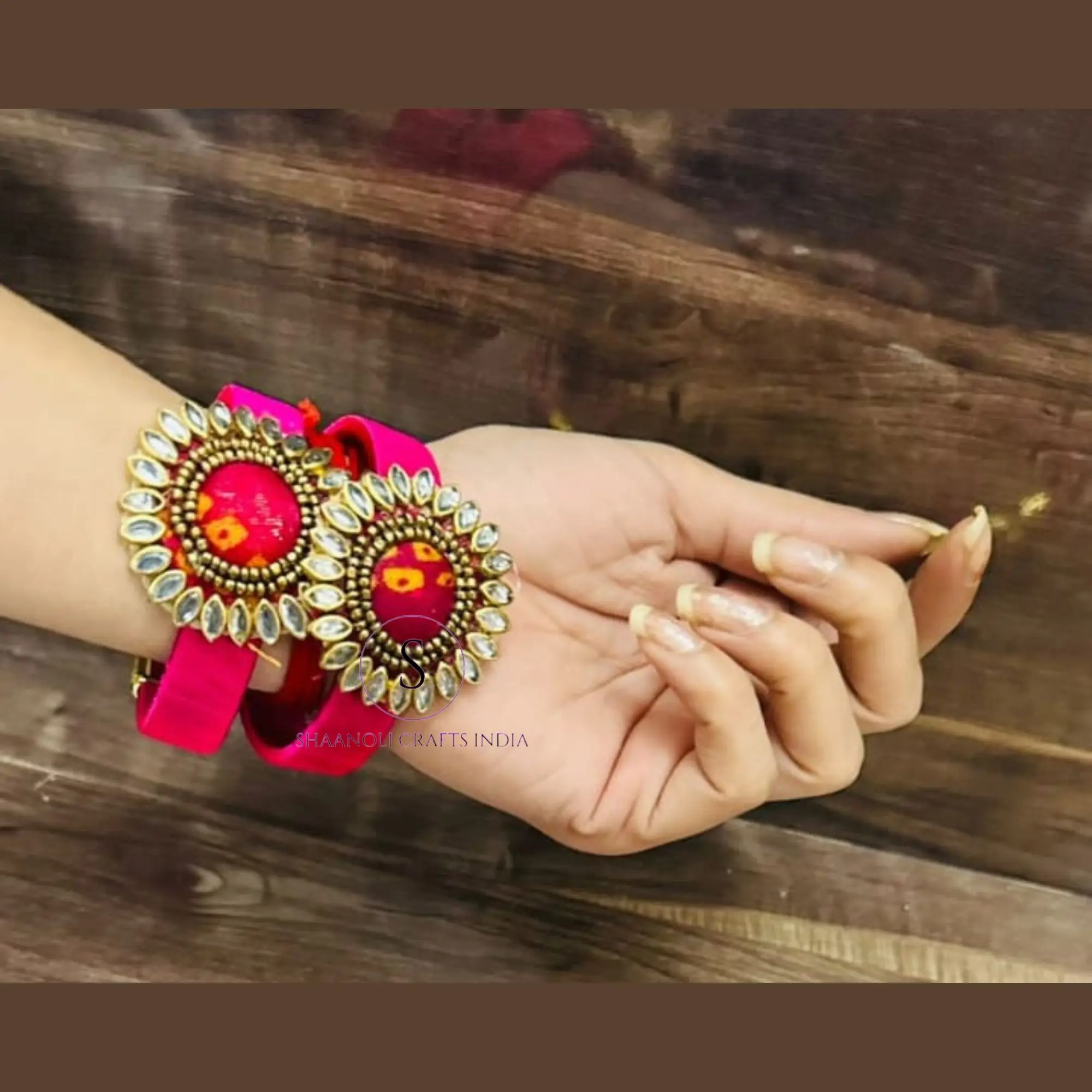 Indian Bracelet Thread Kundan Stone Bracelet For Bridal Haldi and Mehndi Handcrafted Dholki Gana Presents Wedding Return Gifts