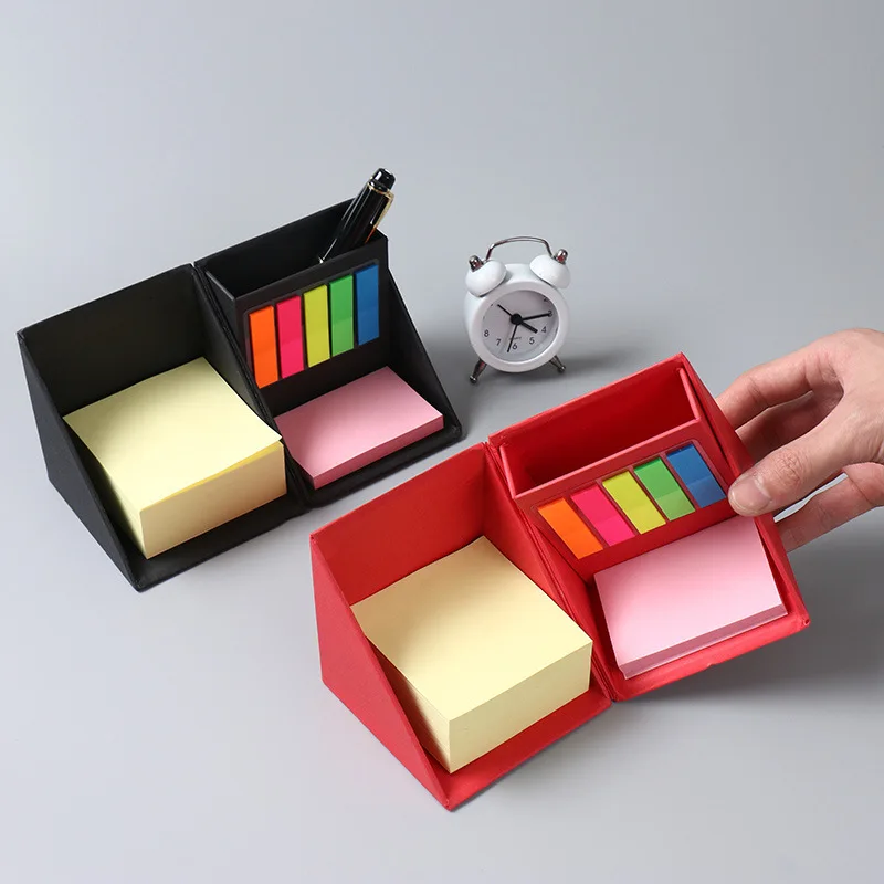 Stationery small recycled cube memo notepad  sticky notes box with pen holder