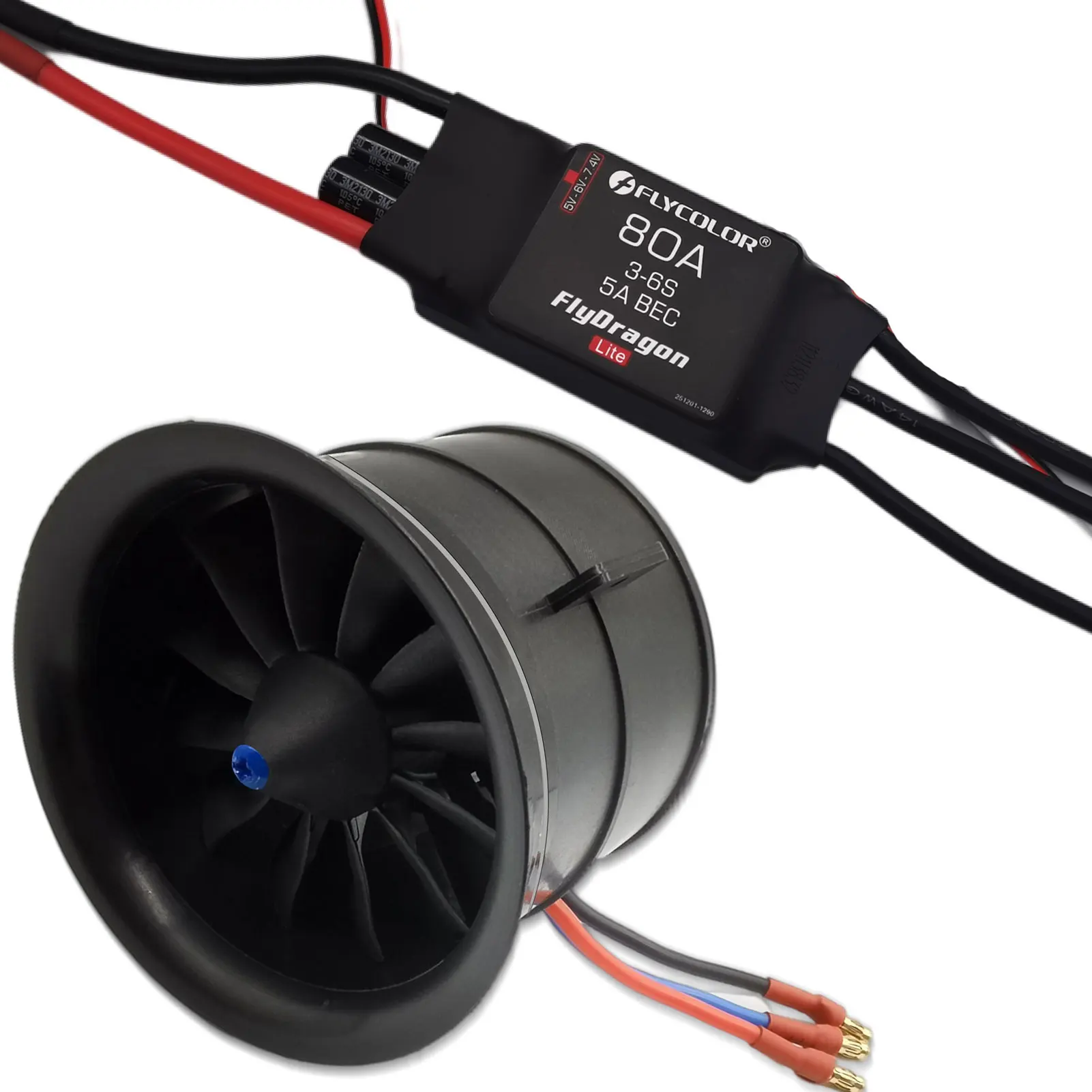 EDF 70 мм 3400KV 4S Радиоуправляемый реактивный самолет с 12 лопастями Канатный вентилятор бесщеточным двигателем ESC 80A(3 ~ 6S) для RC