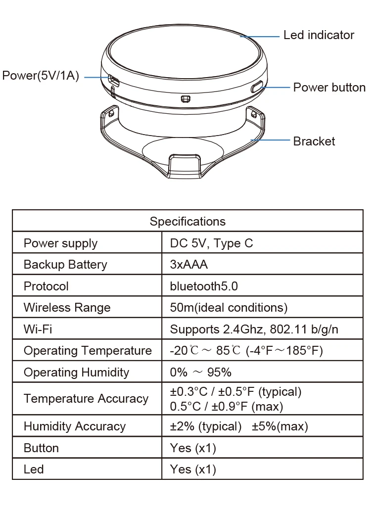 Sigmawit Smart Temperature Sensor  Temperature Sensor Tuya  Temp Humidity Data Loggers Nist