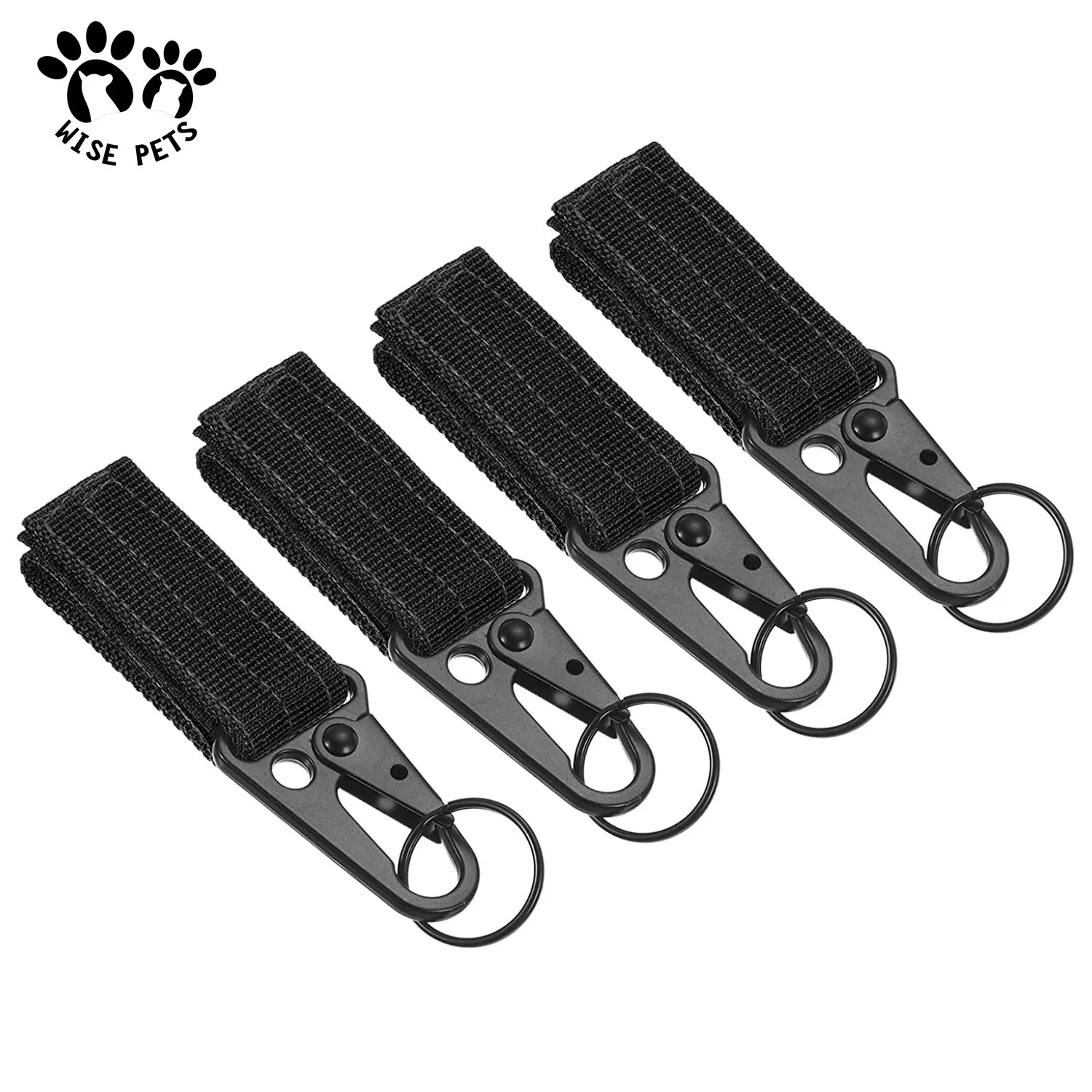 Factory Bag Accessories Multi-functional Nylon Webbing Olecranon Pendant Carabiner Short Lanyard Belt Keychain With Magic Tape