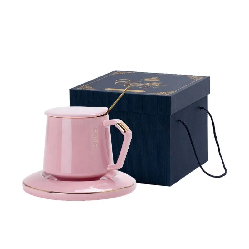 
Hot Sale Coffee Cups New Design Color Glazed Ceramic Coffee Mugs Pink Color Coffee & Tea Sets Gift Cup With Spoons 