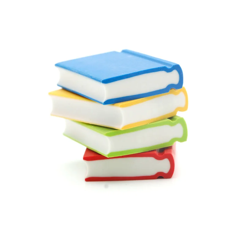 High Quality Stationery School Office Pencil Customized Book Shaped Soft TPR Rubber Eraser For Children