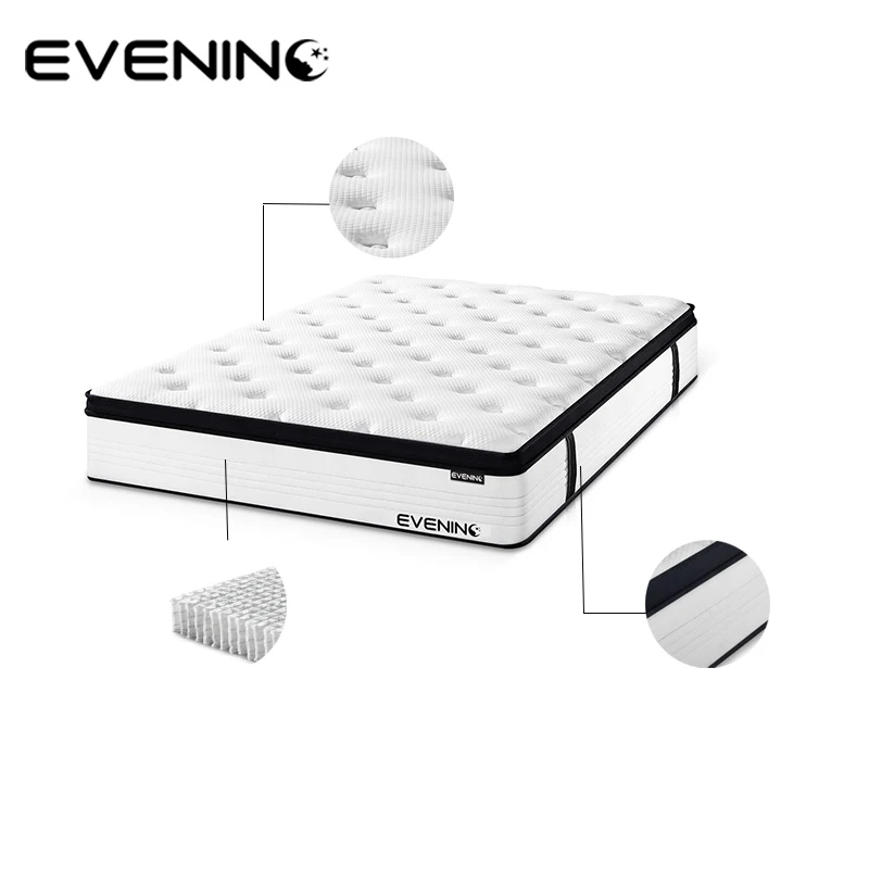 High quality euro top roll up latex memory foam hard spring mattress king size