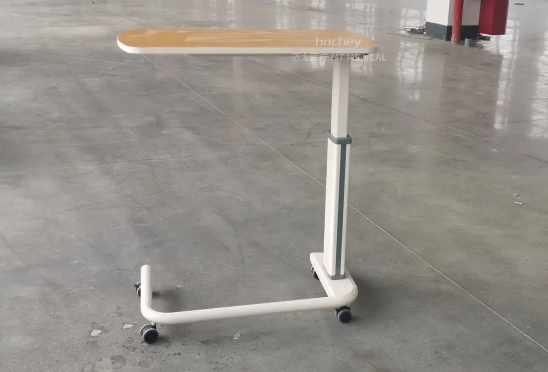 Hospital bed tray movable adjustable height dining overbed manual lifting laptop computer abs overbed table