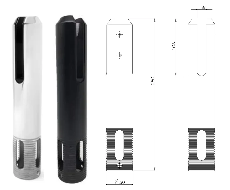 Core drilled round glass spigot for 8-12mm glass panel