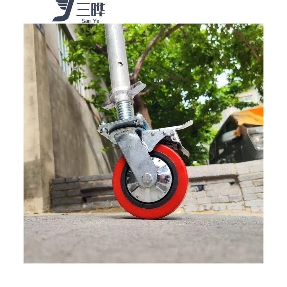 SANYE Sanye 6 Inch 8 Inch Metal Fork Scaffolding Nylon Castor Wheels Rear Locking With 300kgs And 400kgs Loading Weight