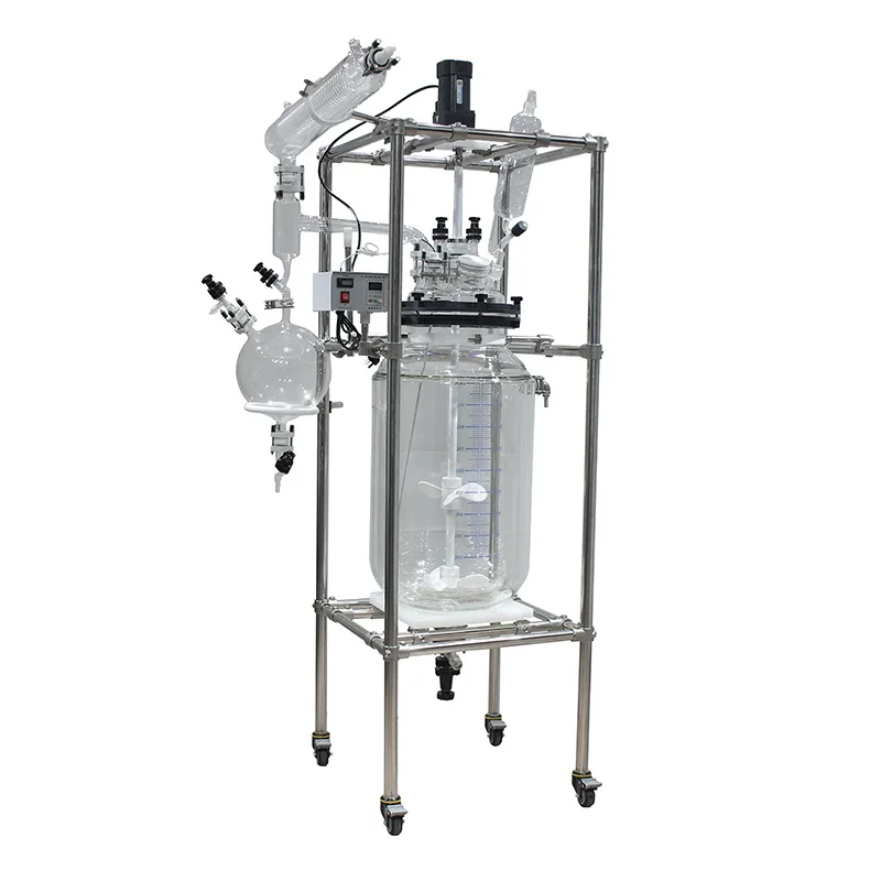 OEM distill constant temperature double layer equipment 80 litre kit glass reactor