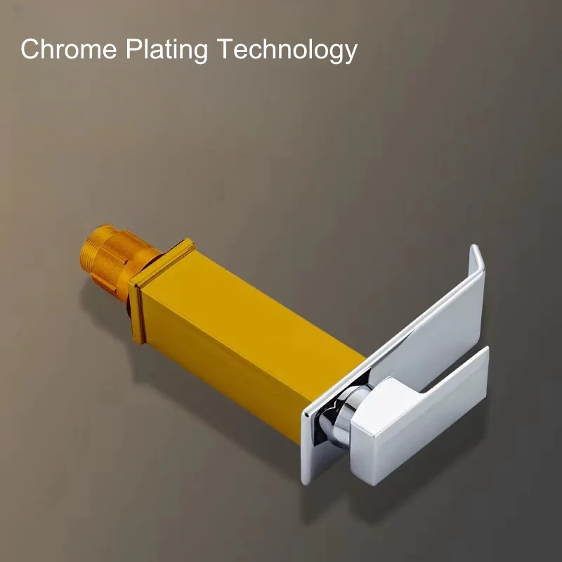 Modern Bathroom Stainless Steel Waterfall Spout Lavatory Faucet Single Handle Square Washbasin Faucet Mixer