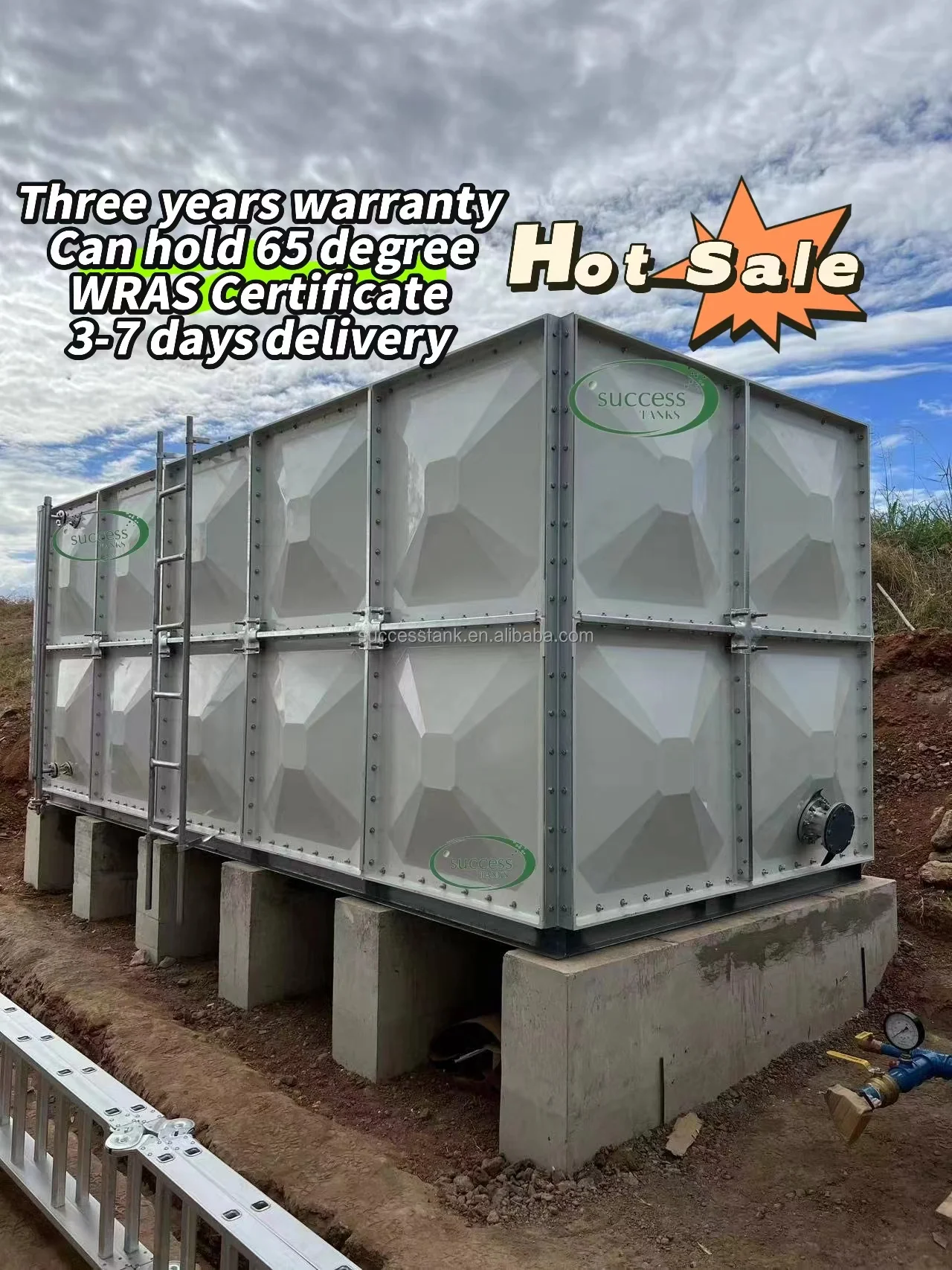 Manufacture Directly Selling Rectangular FRP GRP Fiber Glass Water Tank Malaysia Philippines India Irrigation Water Tank