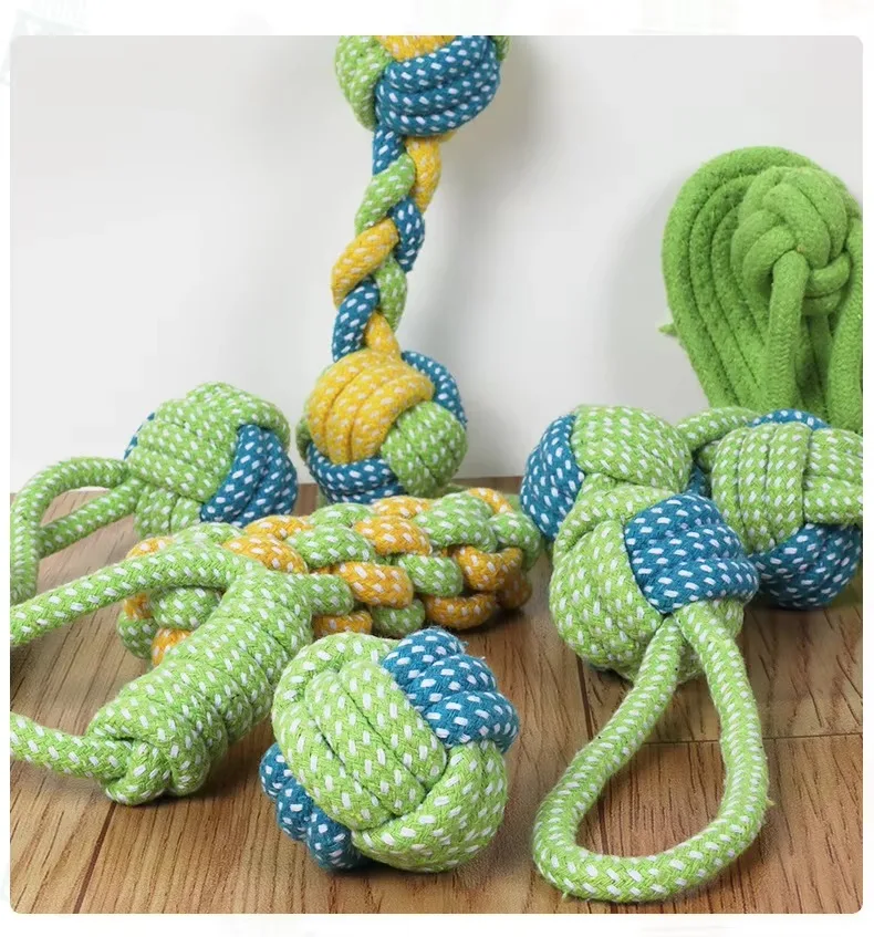 Hot Sale Best Selling Custom Pet Cotton Rope Knot Dog Training Playing Chew Toy Pet Dog Chew Rope Toys Set