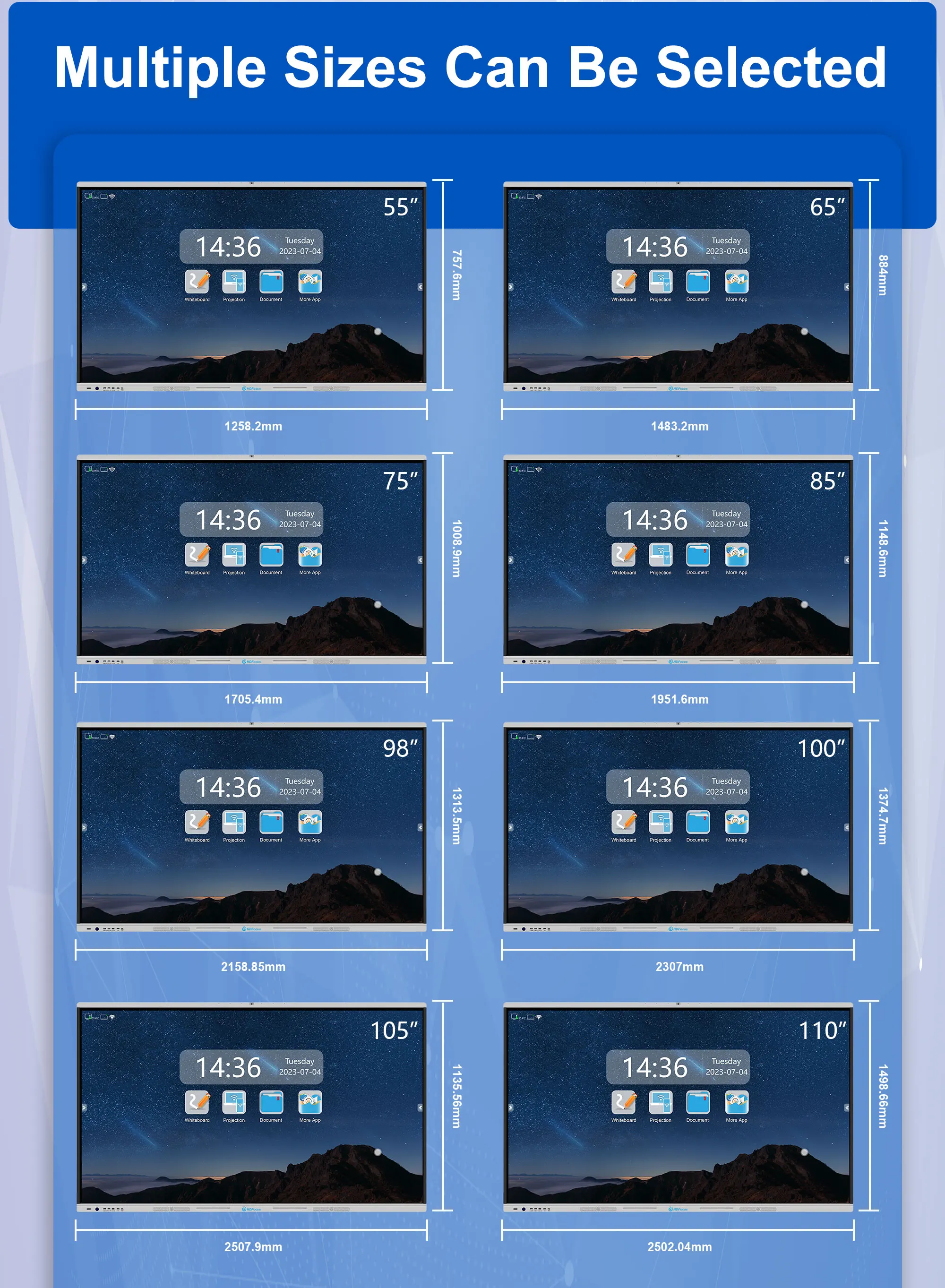 OEM ODM HDFocus 55inch Interact Multi-touch Interactive Board LED Backlight Touch Screen Smart Interactive Whiteboard for school