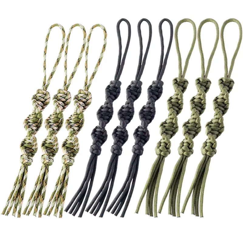 Tactical Handcrafted  Rope Braided Keychain EDC Knife Outdoor Gear Zipper Pulls Camera Cell Lanyard