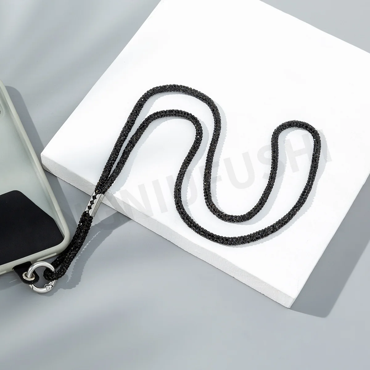 Cross border rhinestone color mobile phone chain lanyard slant across mobile phone shell neck lanyard wholesale
