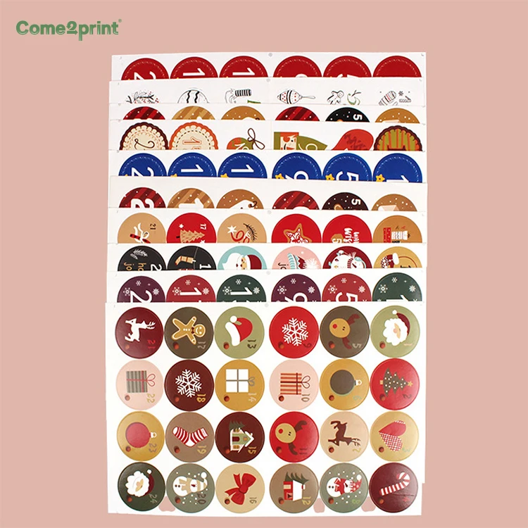 Number Sticker Wholesale Round Christmas Stickers Custom Sticker Sheet Printing
