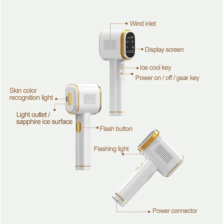 IPL Epilator LCD Ice Cooling Laser Hair Removal Depilation for Face Armpits Legs Arms Bikini Line