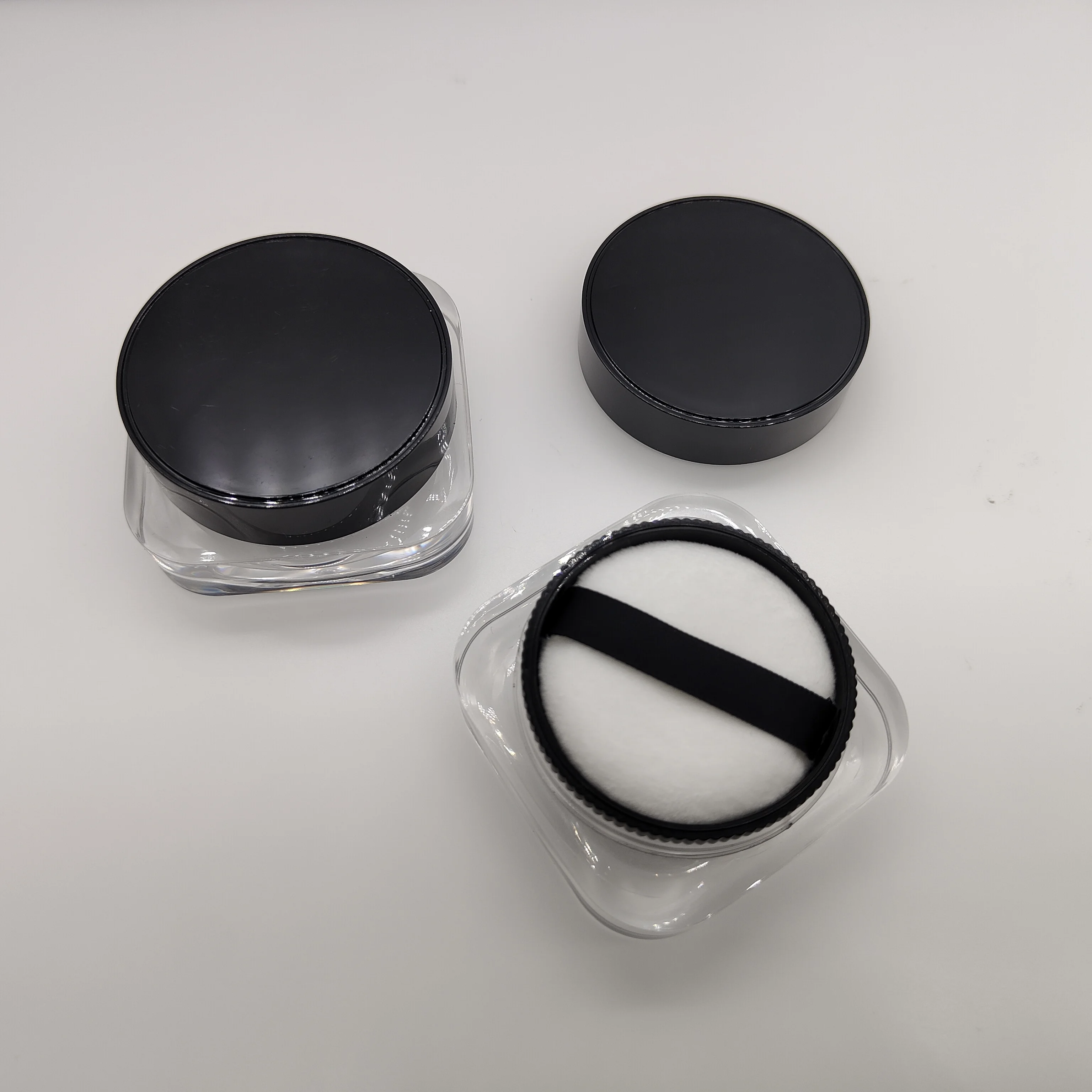 cosmetic packaging case  10g black compact powder container plastics
