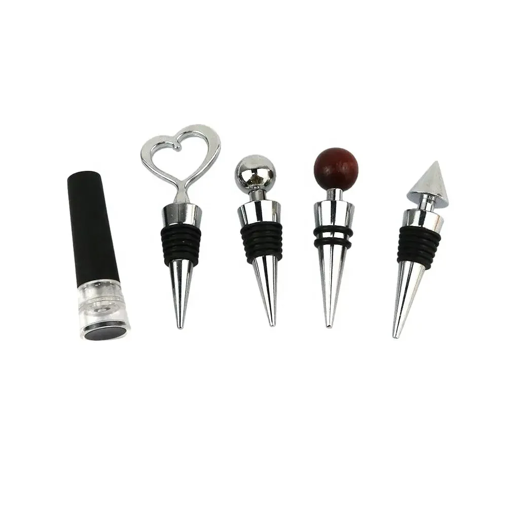 Free Samples Metal Heart-Shaped Wine Stopper with Cork and Rubber Silicone Made from Wood and Bamboo