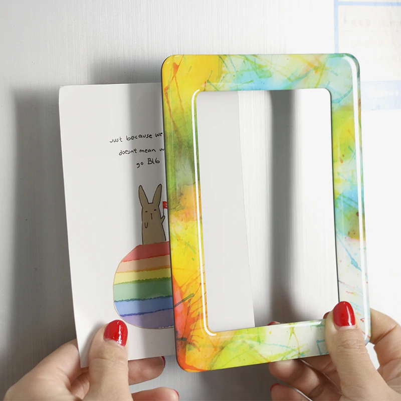Custom 5 x 3 Inch Fridge Photo Frame Magnets wholesale Lovely Colorful Retro Cartoon Fridge Magnet Magnetic Picture frame
