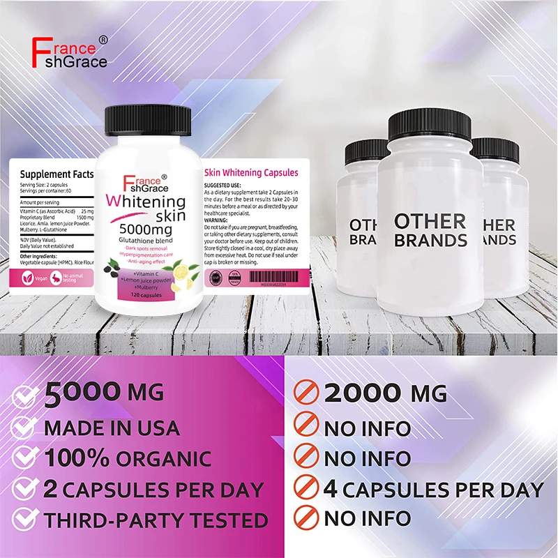 Custom Vegan Supplements Antioxidant Whitening Pills 120 Capsules