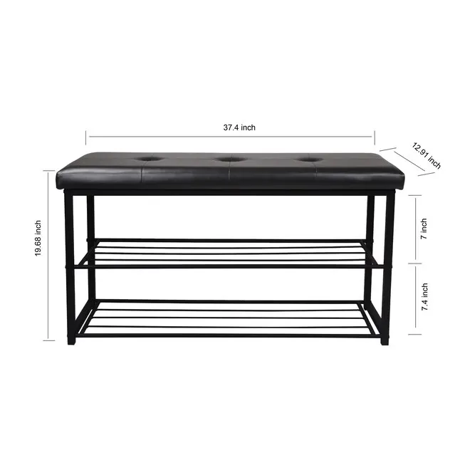 2 Tiers Shelves Display Storage and Organizer living room entryway furniture Steel Shoe Rack Bench for home