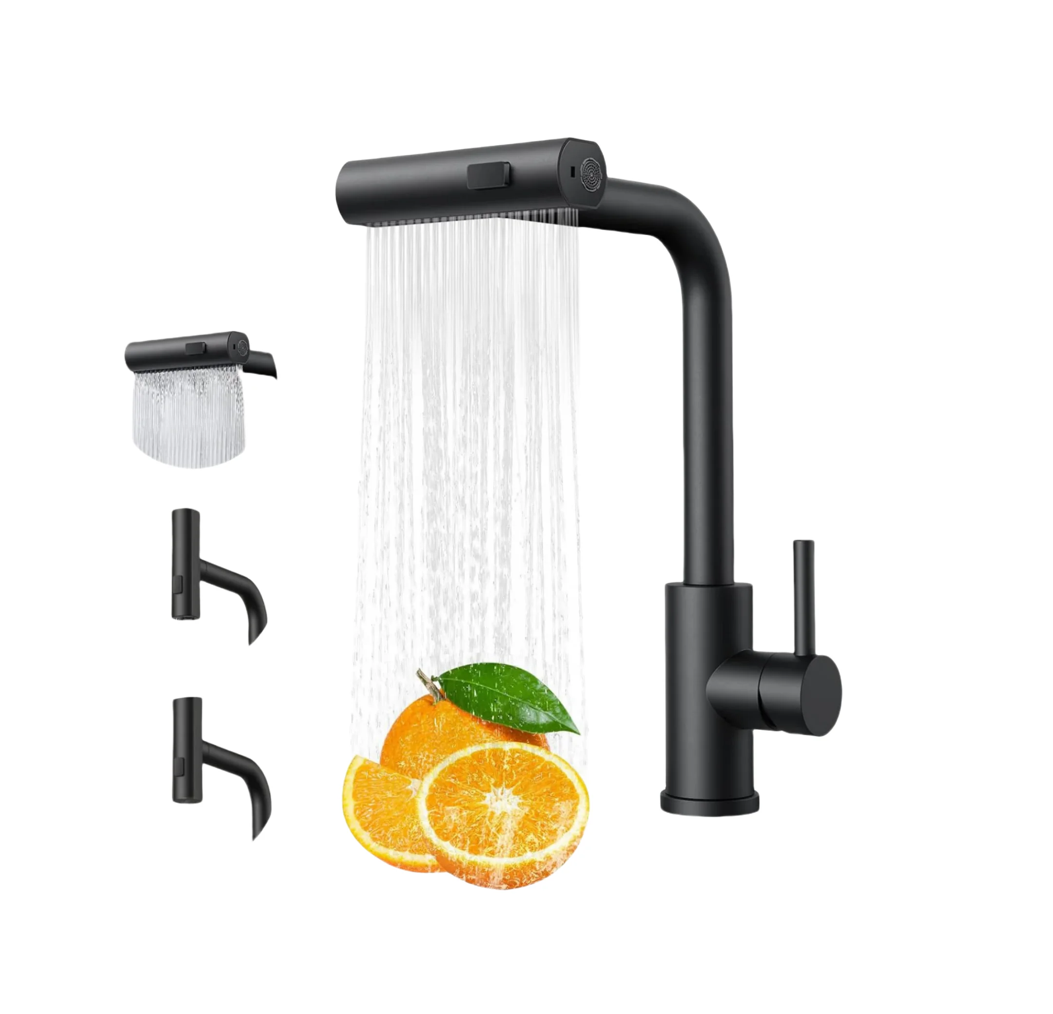 Black Kitchen Faucets Pull Out Rotation Waterfall Stream Sprayer Head Sink Mixer Brushed Nickle Water Tap