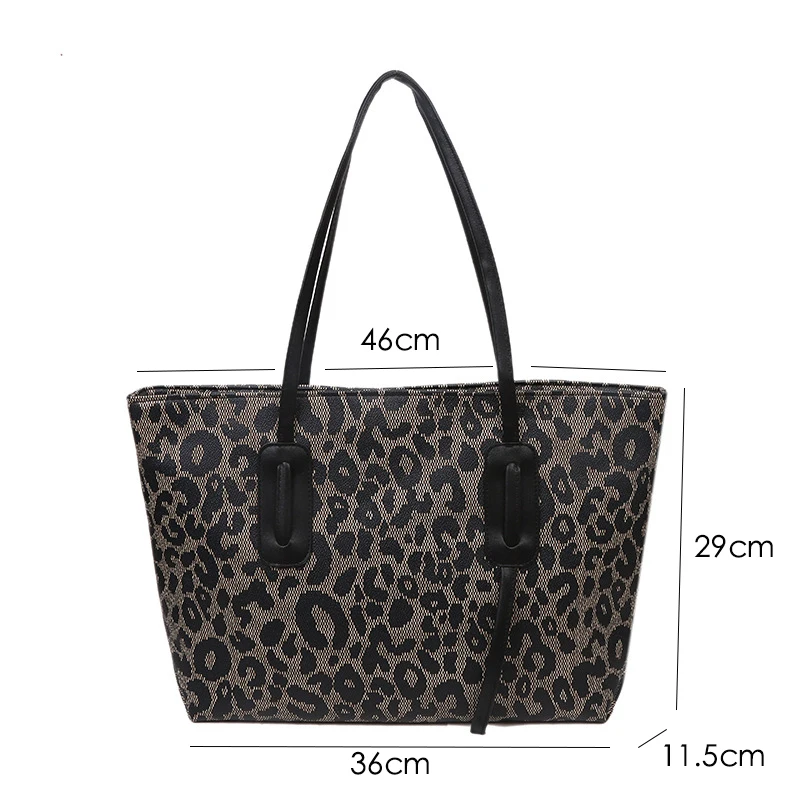 Gelory Wholesale Fashion Leopard Print Portable Shoulder Underarm Tote Bag Trendy 2025 Capacity Shopping Handbags