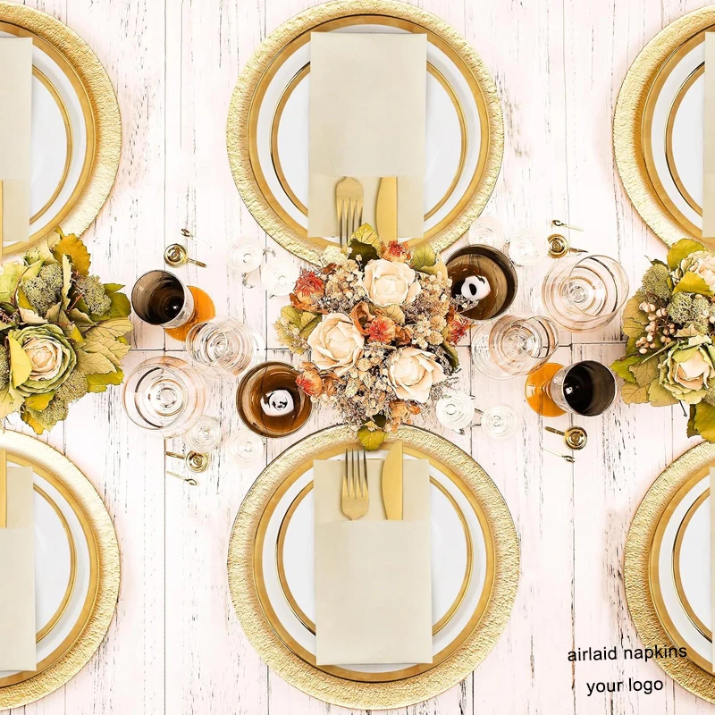 Napkin factory direct Custom luxury thick airlaid lunch napkins for restaurant with logo disposable dinner colored paper napkins