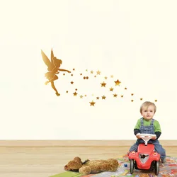 The fairy blows the stars acrylic removable hot style mirror wall stickers for living room TV background home decor wall decal