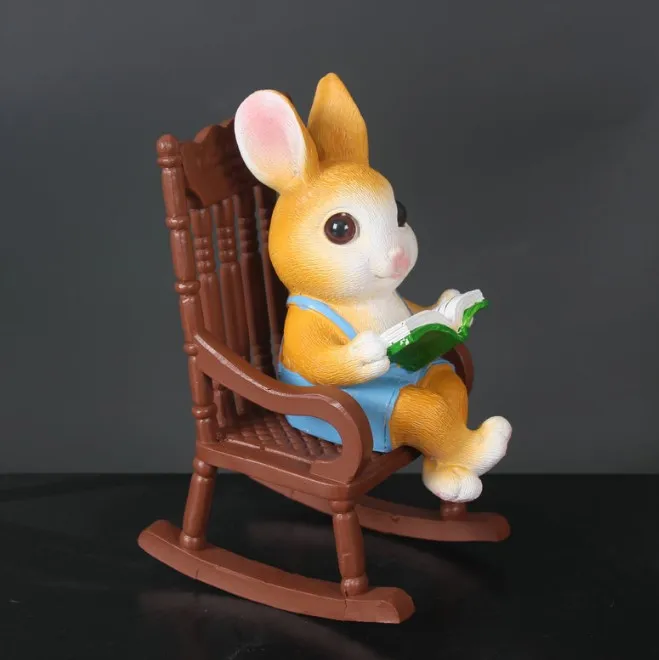 Creative lovely rabbit doll resin handicrafts