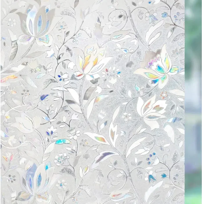 Decorative Window insulation glass covering paper 3D static cling removable colorful rainbow privacy window film