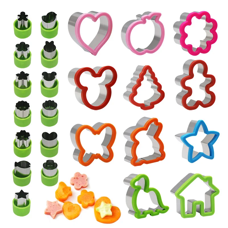 Stainless Steel Christmas Tree Gingerbread Man Cookie Cutters silicone Grip Assorted Shapes Biscuit Cutting Molds
