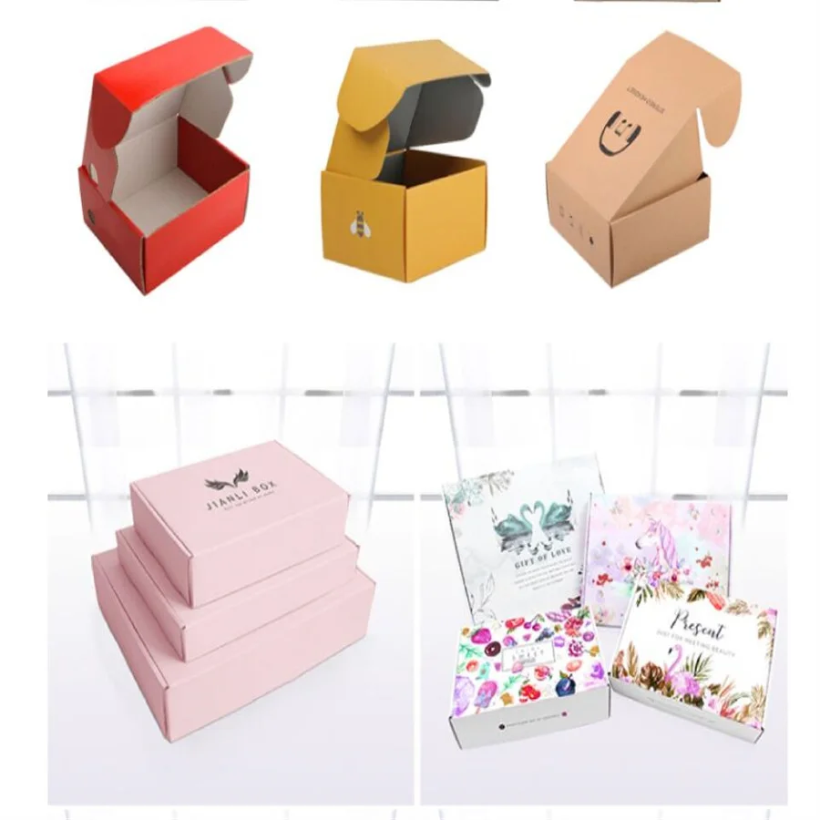 Angelol express box factory недорогая печать логотипа на заказ экологически чистые черные гофрированные почтовые коробки розовые белые для