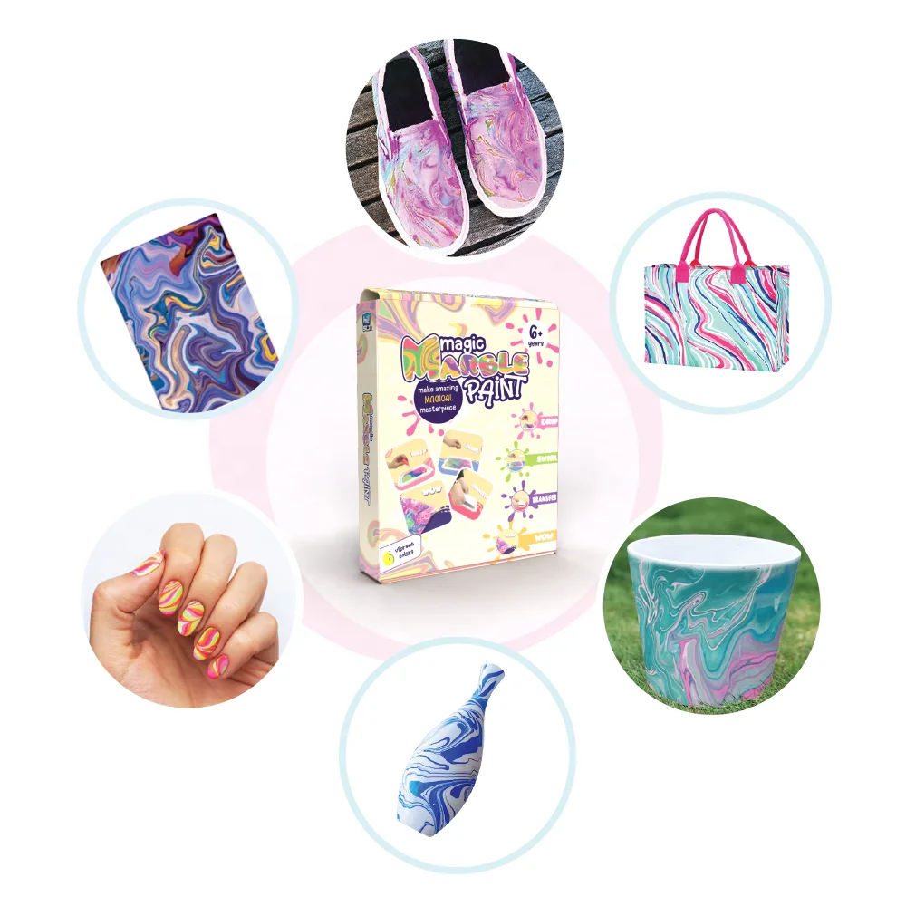 Original Factory to Customize Non-toxic DIY Water Marbling Paint Set Fit A4 or A5 Papers or Wooden Figure Surfaces