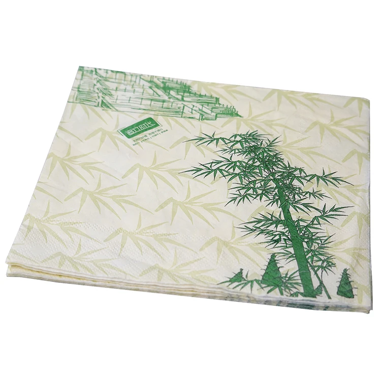 Бамбуковая салфетка с рисунком OEM клиентская печать тиснением салфетки древесной массы 2 слоя: 1/4 втрое бумажные салфетки