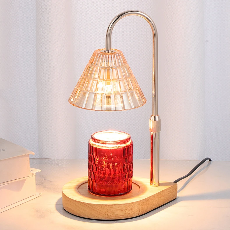 Class Home Flameless Candle Warmer Lamp Electric Scented Jar Candles Dimmer Round Wood Table Lamp Adjustable Tart Melter  GU10
