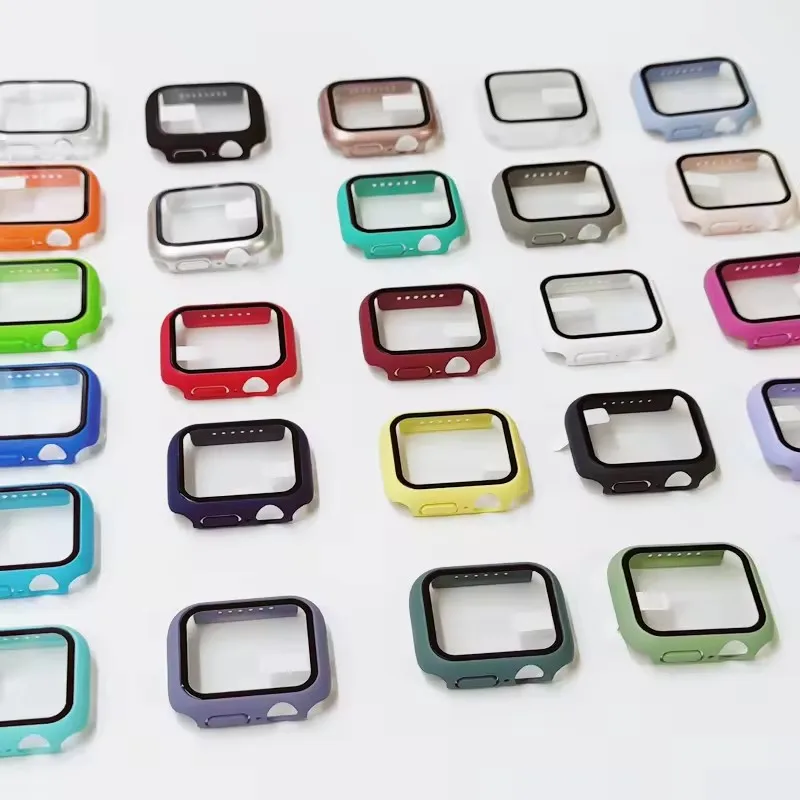 Anti-Scratch Watch Case Cover Dustproof Hole With Screen Protector Hard PC Cover For iWatch 7 6 5 4 49MM 45MM 44MM 38MM