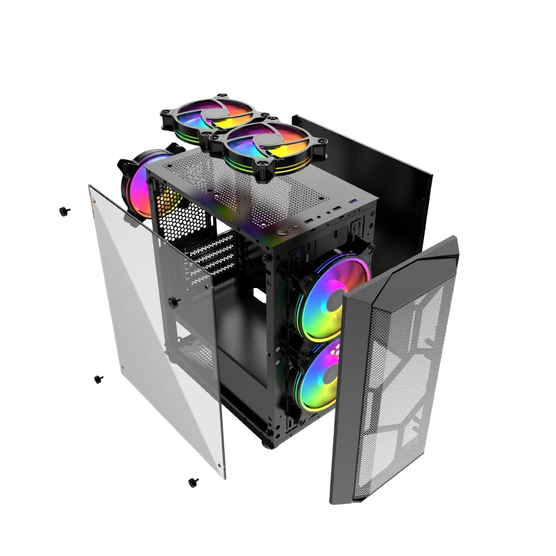 Customized PC Case for Gaming Mid Tower White Color with 280mm RGB Fan Computer Gaming Case