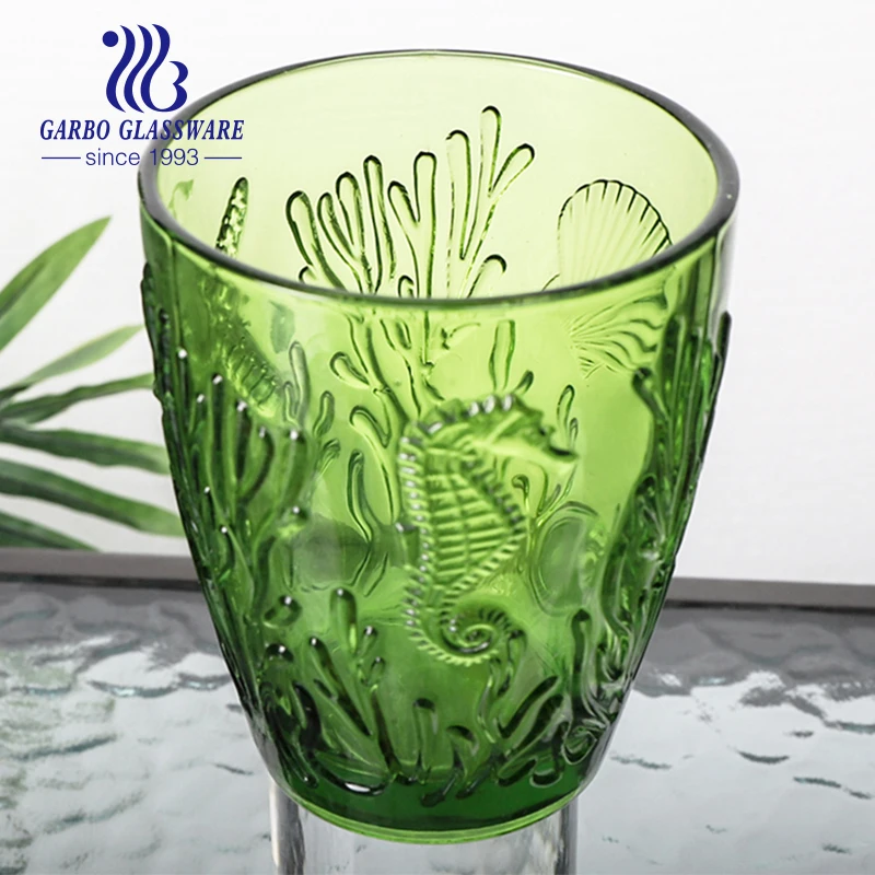 Garbo New Design Hot Selling Products Deep Solid Blue Color Glassware Solid Colored Egg Shape Water Drinking Glass Cup