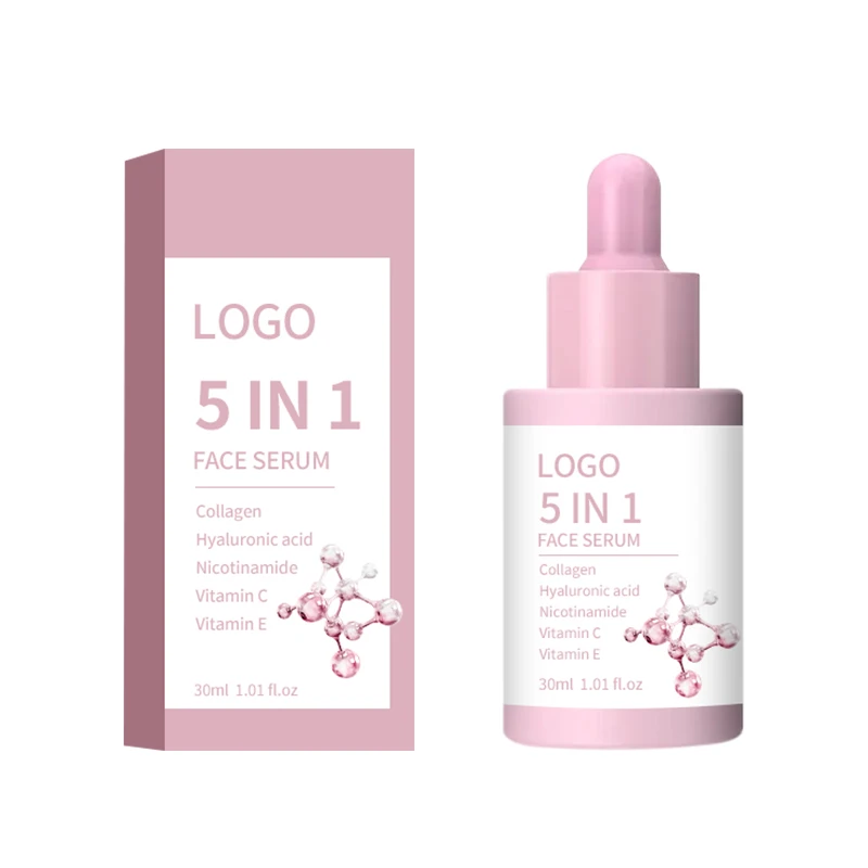Private Label Vegan Instant Lift Serum 5 In 1 Whitening Collagen Face Lift Anti Aging Serum