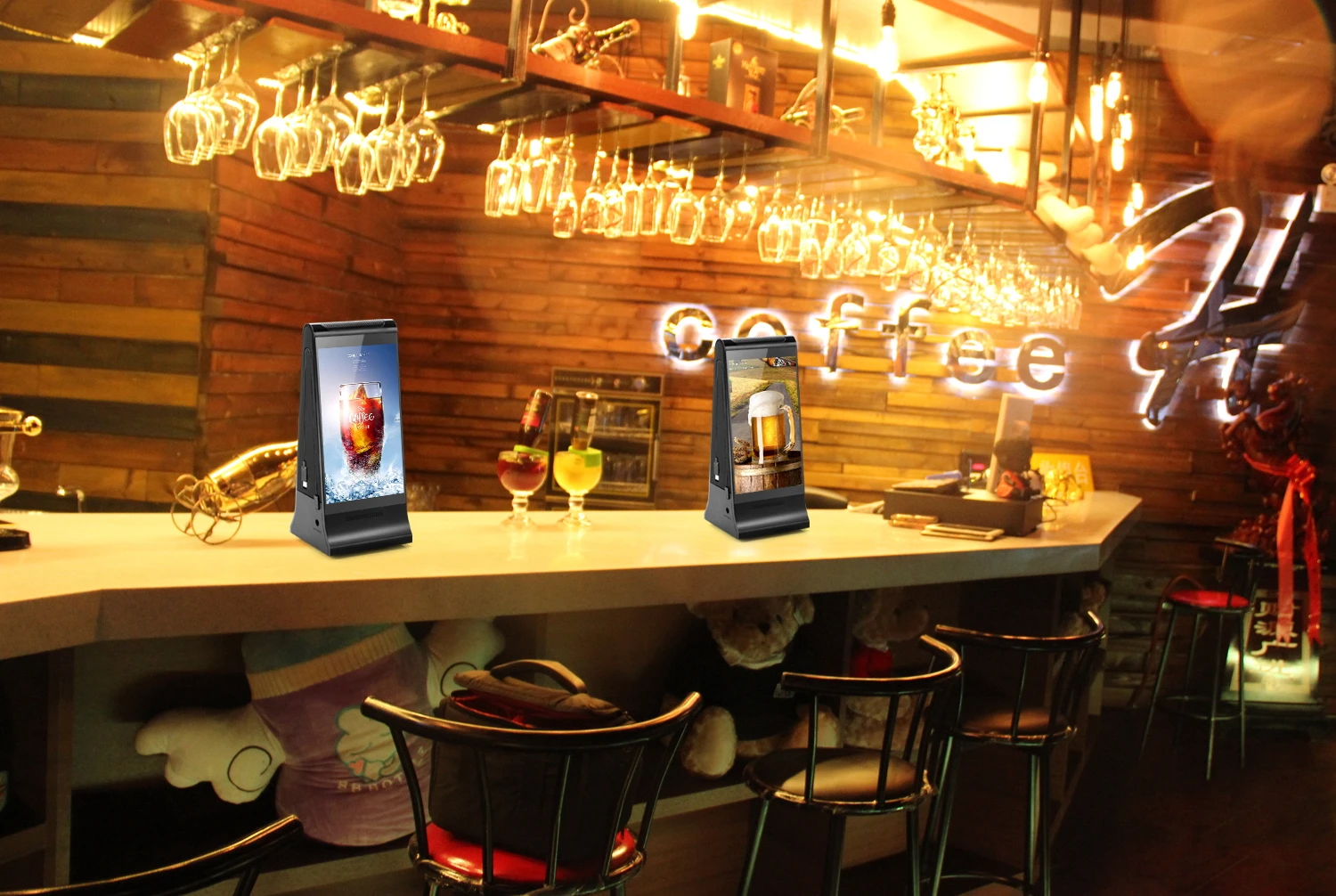 customized indoor advertising machine led video photo posters restaurant menu board table top digital display