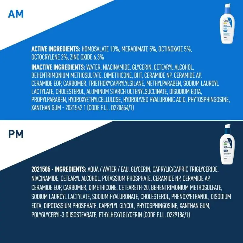 CeraVe Day & Night Face Lotion Skin Care Set Contains AM with SPF 30 and PM Face Moisturizer  Plant extract