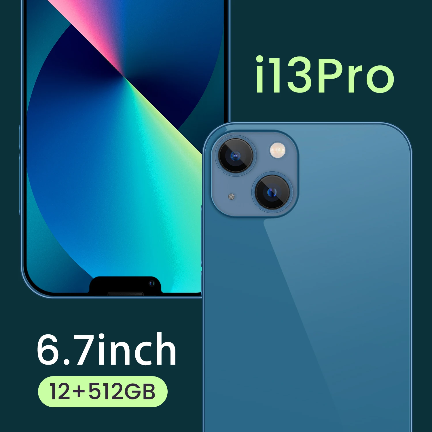 Оригинальный телефон i13 Pro HD экран смартфонов 12 Гб + 512 Гб phone13 10-Core 4G 5G LET мобильных телефонов, не блокируется, Две сим-карты, чехол для телефона