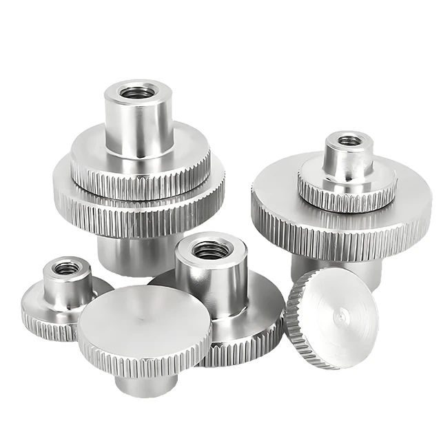 Customized knurled nuts CNC Parts High Precision Knurled Nut Fasteners M3.5 Iron C1215 Cross Thread Straight Knurled Thumb Nuts
