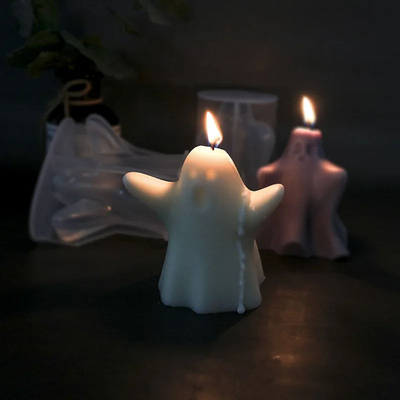 Wholesale DIY horror skull Ghost Halloween incense Pull without deformation silicone candle mold
