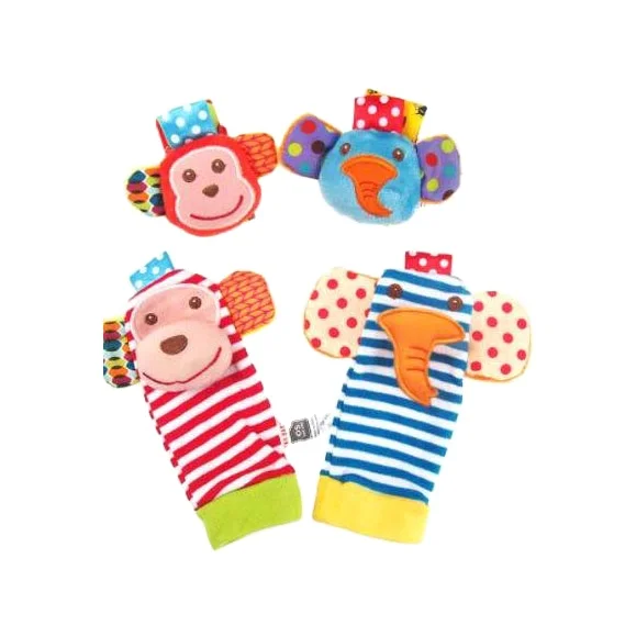 Gift for  infant  Hanging Rattle Toy Arm Hand Bracelet  Feet Leg Ankle Socks  Squeaky rattle  for baby wrist and foot sock