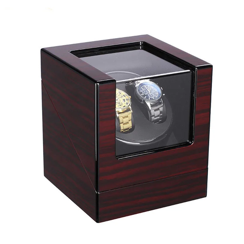 Luxury Red Sandalwood Paint Watch Winder Box Custom Silent Rotation Speed Regulation Automatic Winder