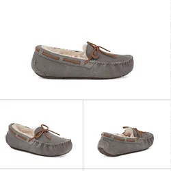 Fashion Winter Cow Suede Leather Moccasins Flat Women Loafer Shoes