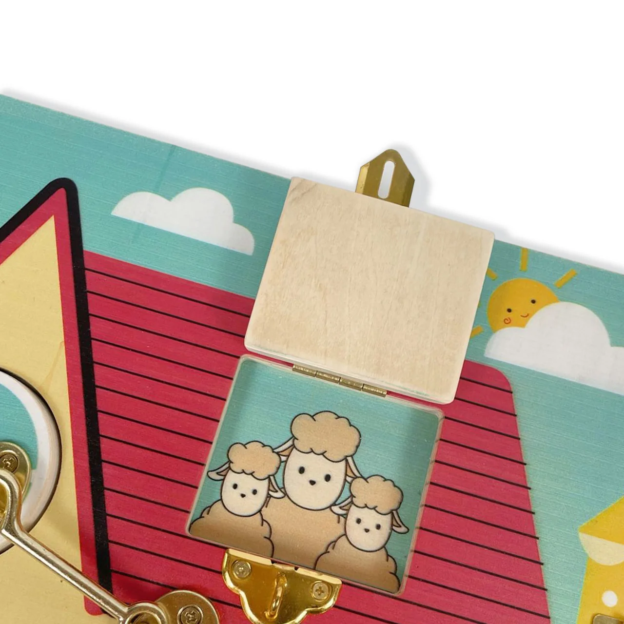 KIU wood  montessori busy board for toddlers wooden Educational Locks and Latches Board Travel Toy for Infant