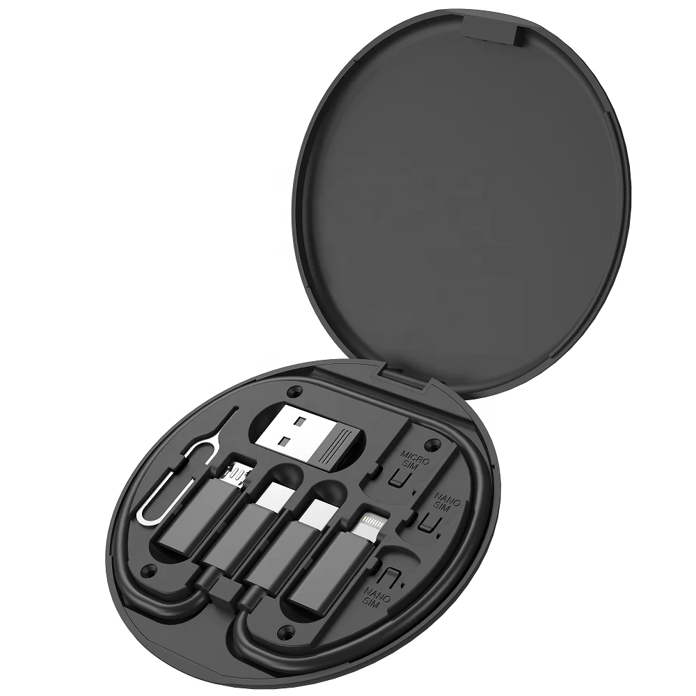 Multi Functional Urban Survival Card 6 in 1 Charging With Phone Holder SIM Kit Memory Card Slots Built-In Cable Card